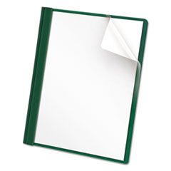 Clear Front Report Cover, Three-Prong Fastener, 0.5" Capacity, 8.5 x 11, Clear/ Hunter Green, 25/Box