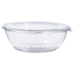 Tamper-Resistant, Tamper-Evident Bowls with Flat Lid, 48 oz, 8.9" Diameter x 2.8"h, Clear, Plastic, 100/Carton