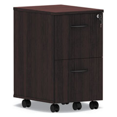 Alera Valencia Series Mobile Pedestal, Left or Right, 2 Legal/Letter-Size File Drawers, Mahogany, 15.38" x 20" x 26.63"