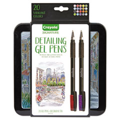 Detailing Gel Pen, Stick, Medium 1 mm, Assorted Ink and Black Colors, 20/Pack