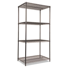 Wire Shelving Starter Kit, Four-Shelf, 36w x 24d x 72h, Black Anthracite