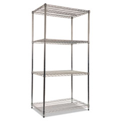 NSF Certified Industrial Four-Shelf Wire Shelving Kit, 36w x 24d x 72h, Silver