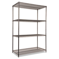 Wire Shelving Starter Kit, Four-Shelf, 48w x 24d x 72h, Black Anthracite