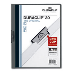 DuraClip Report Cover, Clip Fastener, 8.5 x 11,  Clear/Graphite, 25/Box