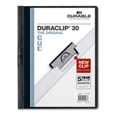 DuraClip Report Cover, Clip Fastener, 8.5 x 11, Clear/Black, 25/Box