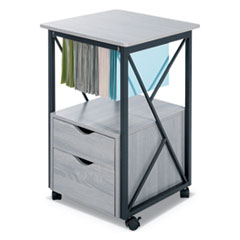 Mood Storage Pedestals with Open-Format Hanging File Rack, Left or Right, 2 Drawers: Box/File, Gray, 17.75" x 17.75" x 30"