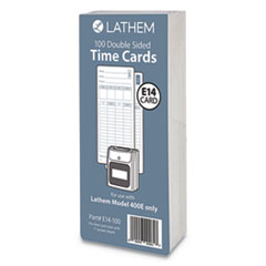 Time Clock Cards for Lathem Time 400E, Two Sides, 3 x 7, 100/Pack