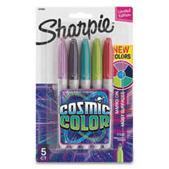 Cosmic Color Permanent Markers, Medium Bullet Tip, Assorted Cosmic Colors, 5/Pack