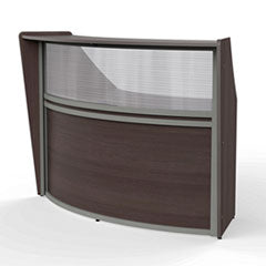 Reception Desk with Polycarbonate, 72 x 32 x 46, Mocha, Ships in 1-3 Business Days