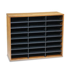 Literature Organizer, 24 Letter Compartments, 29 x 11.88 x 23.44, Medium Oak