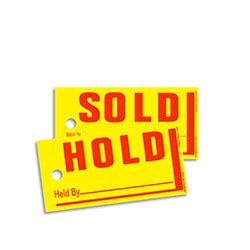 Jumbo Sold/Hold Tags  - 4' x 8" 250 / PK