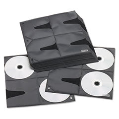 Two-Sided CD Refill Pages for Three-Ring Binder, 8 Disc Capacity, Clear/Black, 25/Pack