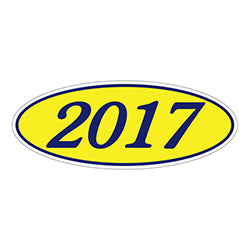 Oval Year Window Sticker - 2017 BLUE on YELLOW - Qty. 12 12 / PK