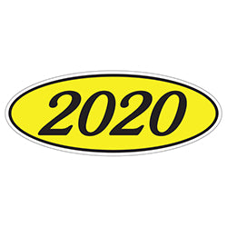 Oval Year Window Sticker - 2020 BLACK on YELLOW - Qty. 12 12 / PK