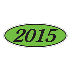 Oval Year Window Sticker - 2015 BLACK on GREEN 12 / PK