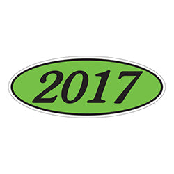 Oval Year Window Sticker - 2017 BLACK on GREEN 12 / PK