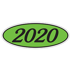 Oval Year Window Sticker - 2020 BLACK on GREEN - Qty. 12 12 / PK