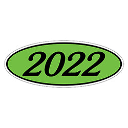 Oval Year Window Sticker - 2022 BLACK on GREEN 12 / PK