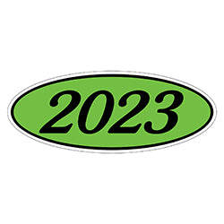 Oval Year Window Sticker - 2023 BLACK on GREEN 12 / PK