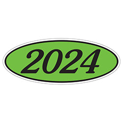 Oval Year Window Sticker - 2024 BLACK on GREEN 12 / PK