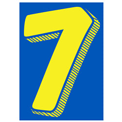 Window Sticker - 7 1/2" Blue/Yellow #7 12 / PK