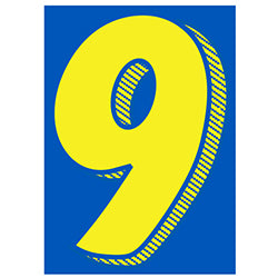 Window Sticker - 7 1/2" Blue/Yellow #9 12 / PK