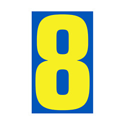 Window Sticker - 9 1/2 Blue/Yellow #8 - Qty. 12 12 / PK