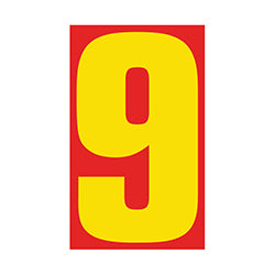 Window Sticker - 9 1/2 Red/Yellow #9 - Qty. 12 12 / PK