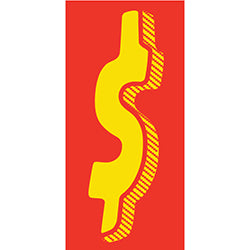 Window Sticker - 7 1/2" Yellow-Red  '$' 12 / PK