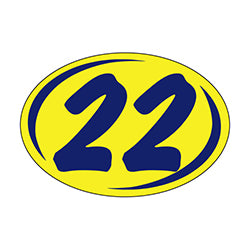 Window Sticker - Rounds - Blue on Yellow - 2022 12 / PK