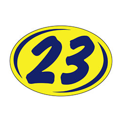 Window Sticker - Rounds - Blue on Yellow - 2023 12 / PK