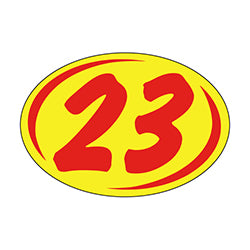 Window Sticker - Rounds - Red on Yellow - 2023 12 / PK