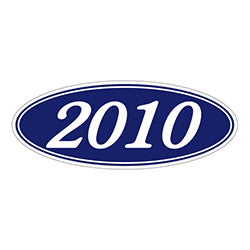 Oval Year Window Sticker - 2010 WHITE on BLUE - Qty. 12 12 / PK