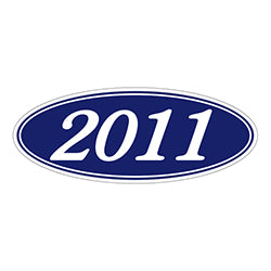 Oval Year Window Sticker - 2011 WHITE on BLUE - Qty. 12 12 / PK