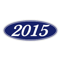 Oval Year Window Sticker - 2015 WHITE on BLUE - Qty. 12 12 / PK