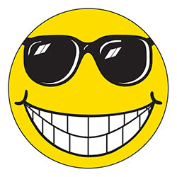 Window Sticker - Happy Face with Sun Glasses - 6" Diameter 12 / PK