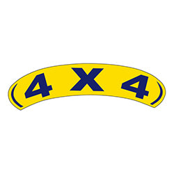 Arch Slogan Window Sticker - 4 X 4 - Blue on Yellow 12 / PK