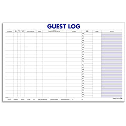 Guest Log- 100 Sheets - 11 x 17 -  Qty. 1 100 / PK