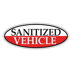 Window Sticker, Red Oval, Sanitized Vehicle 12 / PK