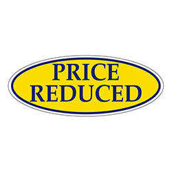 Window Sticker Blue on Yellow Oval PRICE REDUCED - Qty. 12 12 / PK