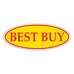 Window Sticker Red on Yellow Oval BEST BUY - Qty. 12 12 / PK