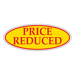 Window Sticker Red on Yellow Oval PRICE REDUCED - Qty. 12 12 / PK