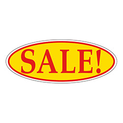 Window Sticker Red on Yellow Oval SALE! - Qty. 12 12 / PK