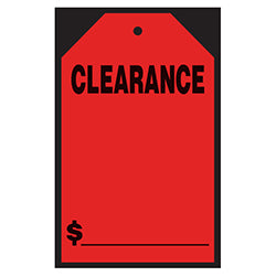 Window Price Sticker - Hang Tag - Red - Clearance - 7 x 11 -  Qty. 12 12 / PK