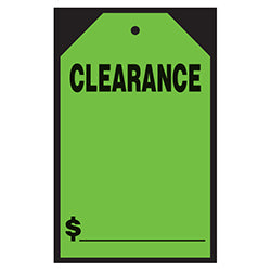 Window Price Sticker - Hang Tag - Green - Clearance - 7 x 11 -  Qty. 12 12 / PK