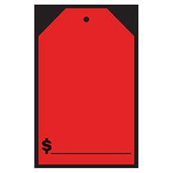 Window Price Sticker - Hang Tag - Red - $ Amount  -7 x 11- Qty. 12 12 / PK