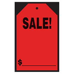 Window Price Sticker - Hang Tag - Red - Sale!  -7 x 11- Qty. 12 12 / PK