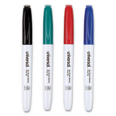 Pen Style Dry Erase Marker, Fine Bullet Tip, Assorted Colors, 4/Set