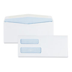 Double Window Security-Tinted Check Envelope, #10, Commercial Flap, Gummed Closure, 4.13 x 9.5, White, 500/Box