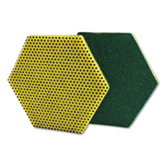 Dual Purpose Scour Pad, 5 x 5, Green/Yellow, 15/Carton